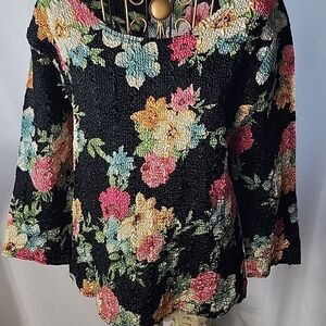 Y2k Floral Crinkle Top Whimsigoth Fairy Goth